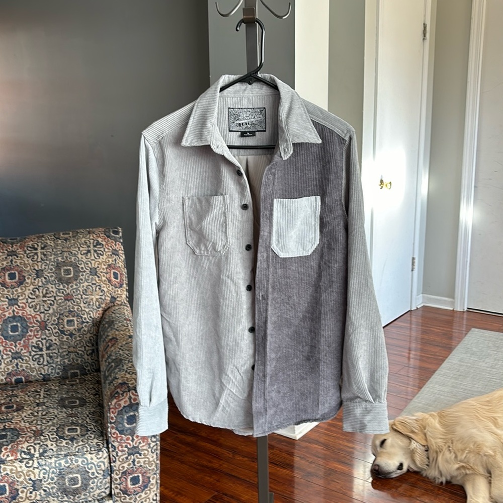 Brooklyn Cloth Mfg. Co Shades of Grey Corduroy Long Sleeve Button down Small NWT